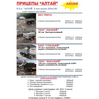 Б-25 АЛТАЙ  кузов 255х130  2 оси